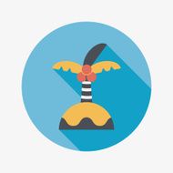 Palm tree flat icon with long shadow N6