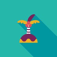 Palm tree flat icon with long shadow N7