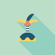 Palm tree flat icon with long shadow N8