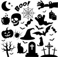 Collection of Halloween icons isolated on white background