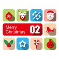Merry Christmas flat icon set N2