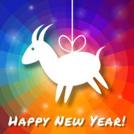 Goat Paper Applique on Bright Colorful Rainbow Background