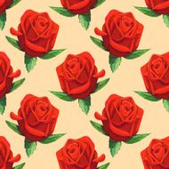 Watercolor seamless pattern with red roses flowers N2