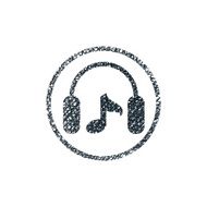 Headphones with music note vector icon hand drawn lines texture