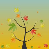 Shiny Autumn Natural Tree Background Vector Illustration