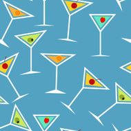 Seamless Background Pattern of Alcoholic Cocktail Glass Vector