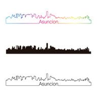 Asuncion skyline linear style with rainbow