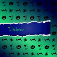 Green background with pattern of Halloween characters