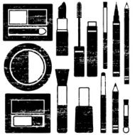 Scratched makeup silhouette icons vector set