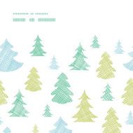 Green blue Christmas trees silhouettes textile horizontalframe seamless pattern background