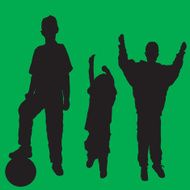 Active young boys silhouttes - vector