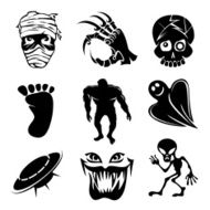 Set of ghost ghouls and alien icons