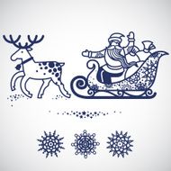 Jolly Santa Claus in sleigh with a sacks of gifts