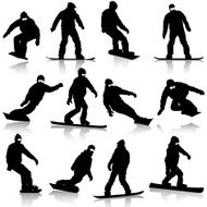 silhouettes set snowboarders N3