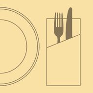 Knife fork plate and napkin