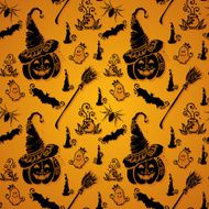 Vector Seamless Pattern with Ornate Halloween Decorations