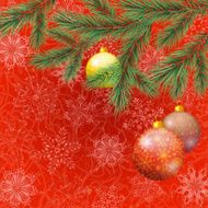 Christmas spruce fir tree with ornaments