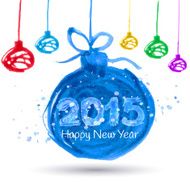 Happy New Year 2015 vector watercolor N3