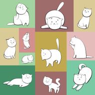 Set of vector cats in boxes