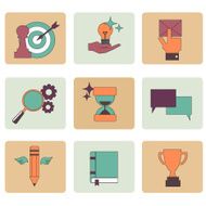 Flat line icons modern style vector illustration set
