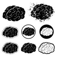 Brain Silhouette and Grunge Vector Illustration N2
