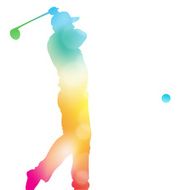 Abstract Golf Player Driving in Beautiful Summer Haze