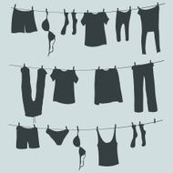 Vector Silhouettes of Laundry on a Rope