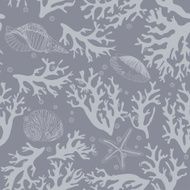 Coral seamless pattern on beige background in vintage style N2