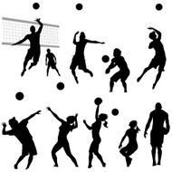beach volleyball silhouettes
