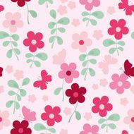 Cute flower Seamless Pattern with butterfly- Illustration