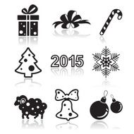 Set of christmas and new year flat icons N2