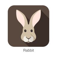 Rabbit Cute animal face cartoon flat icon design