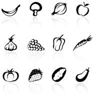 fruit and vegetable silhouettes