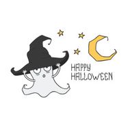 Happy Halloween Ghost in the witch&#039;s hat Trick or treat N2