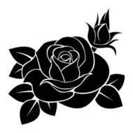 Black silhouette of rose Vector illustration N2