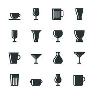Cup and Glass Silhouette Icons N2