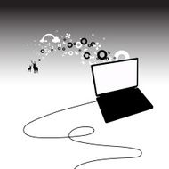 fluffy logic laptop deers and floating objects