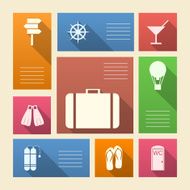 Colored vector icons for vacation with place text