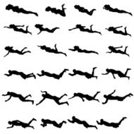 Vector silhouette of a people who swim N3