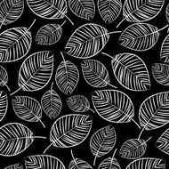 sketch white leaves seamless pattern