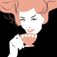 Woman with cup of coffee Retro N2