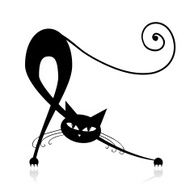 Graceful Black Cat Silhouette For Your Design N2
