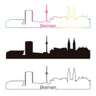 Bremen skyline linear style with rainbow