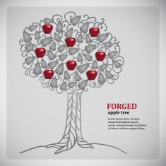Forged metall tree with red apples