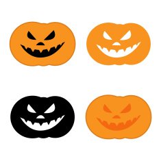 Set of a scary halloween pumpkin