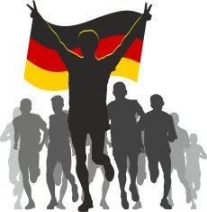 Athlete with the Germany flag at finish N2