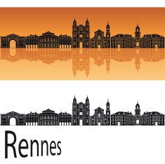 Rennes skyline in orange background