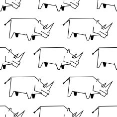 Seamless pattern of a stylized rhinoceros