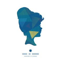 Vector abstract fabric triangles girl portrait silhouette pattern frame