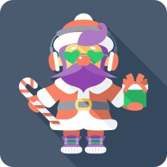 Santa hipster Claus with gifts icon flat design